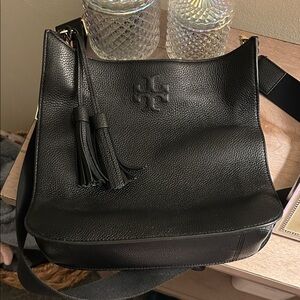Tory Burch Black Pebbled Leather Shoulder Bag